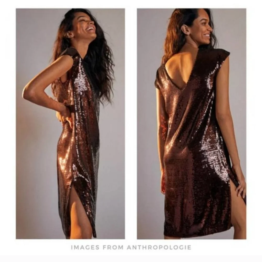 Maeve by Anthropologie Brown Kara Sequined Mini Dress - Picture 1 of 13